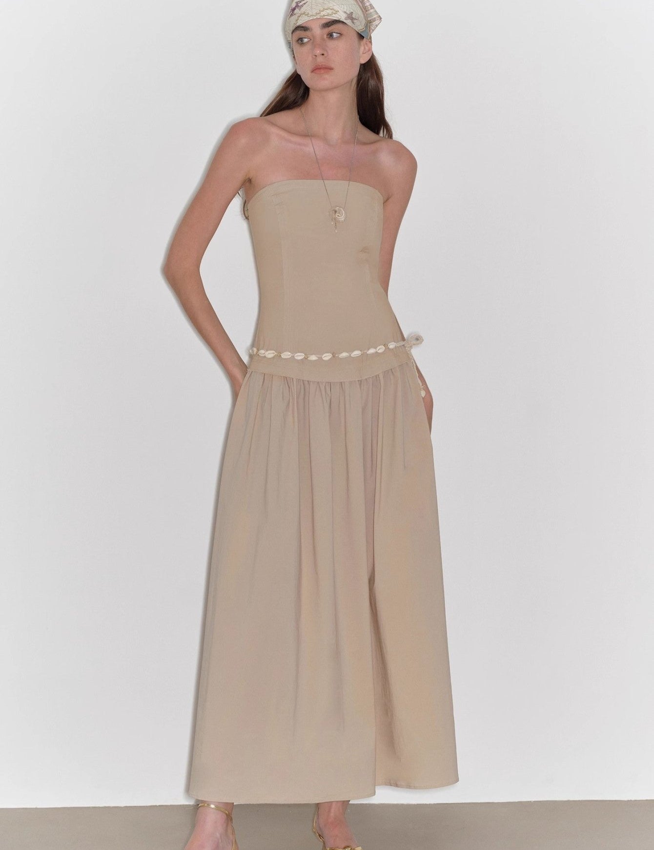 "Summer Formula" Retro and elegant bust - wrapped, long - waisted, slim - fitting, large A - hem mid - length dress - variant_title