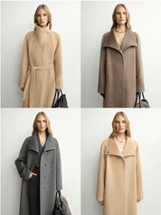 THE ARTM Women's Alpaca Wool Blend Coat - A - Line Lapel Long Coat "Architectural Grace" - variant_title