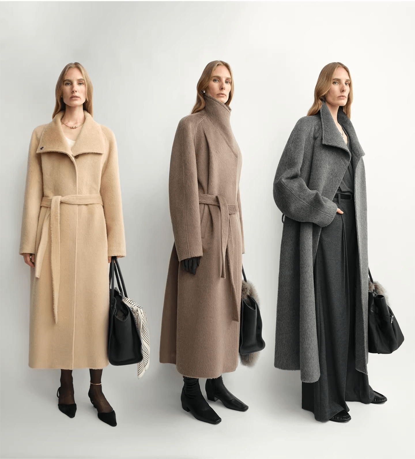 THE ARTM Women's Alpaca Wool Blend Coat - A - Line Lapel Long Coat "Architectural Grace" - variant_title