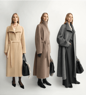 THE ARTM Women's Alpaca Wool Blend Coat - A - Line Lapel Long Coat "Architectural Grace" - variant_title