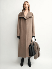 THE ARTM Women's Alpaca Wool Blend Coat - A - Line Lapel Long Coat "Architectural Grace" - variant_title