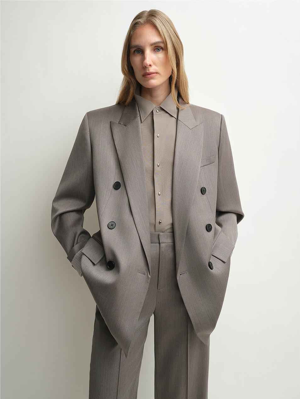 THE ARTM Women's Double - Breasted Wool Blazer - Peak Lapel Tuxedo Jacket - variant_title
