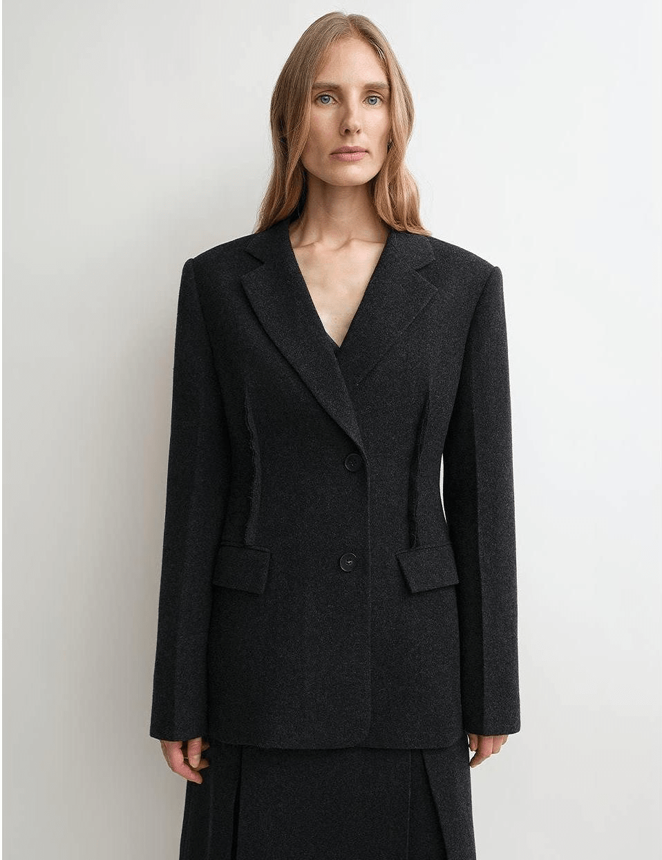 THE ARTM Women's Wool Suit Set - Fitted Blazer & A - Line Skirt - variant_title