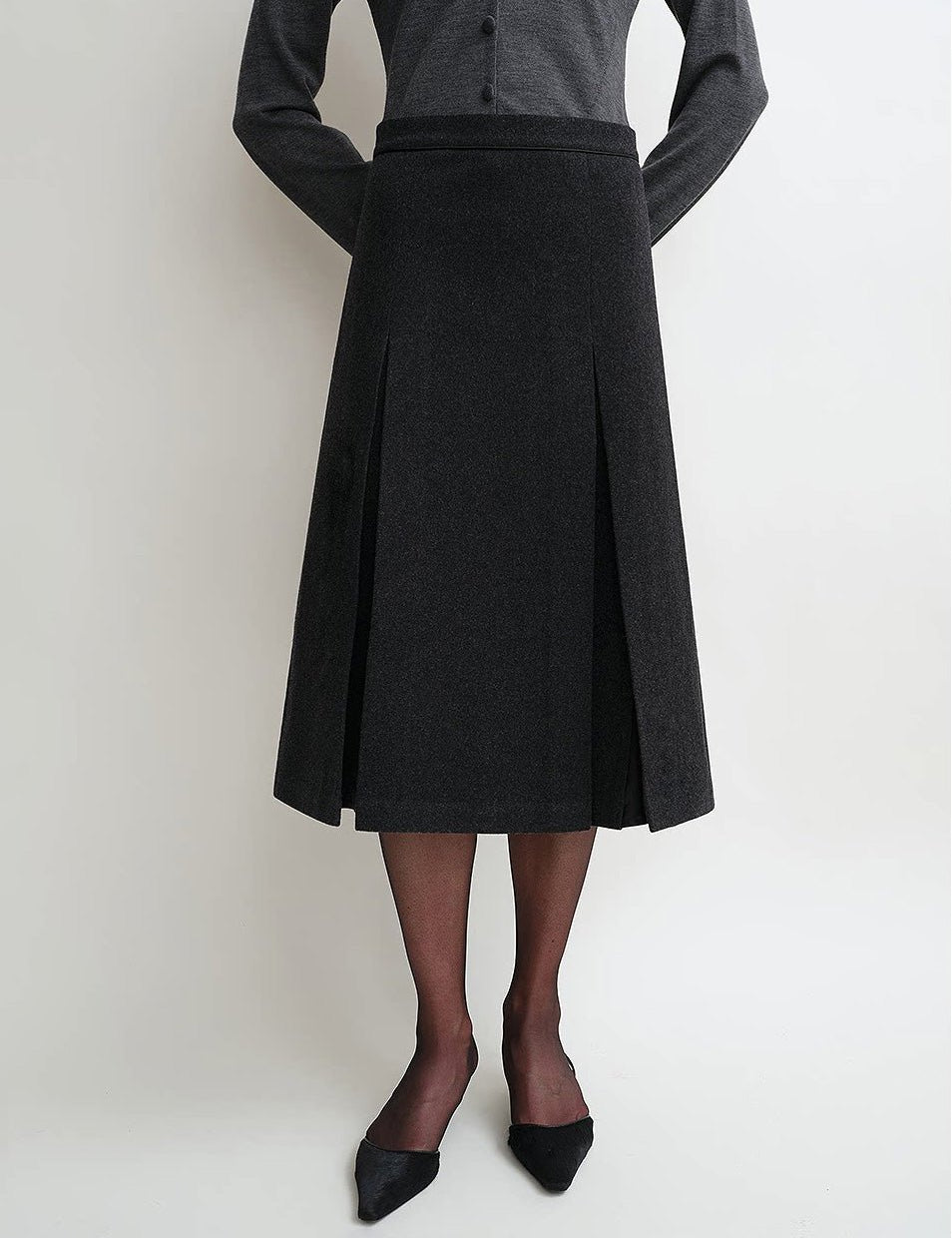 THE ARTM Women's Wool Suit Set - Fitted Blazer & A - Line Skirt - variant_title