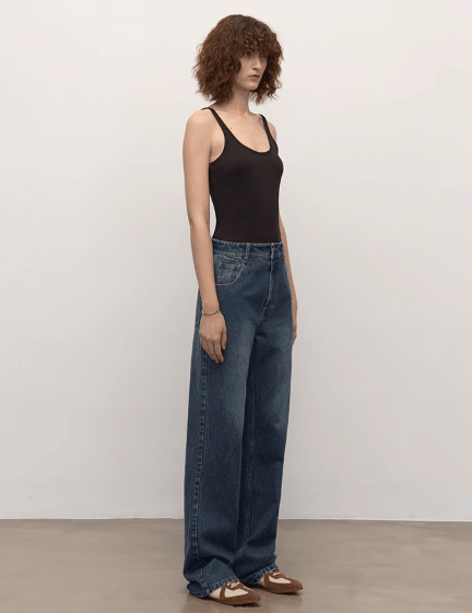 TOP grade long - staple cotton basic micro - stacked straight jeans - variant_title