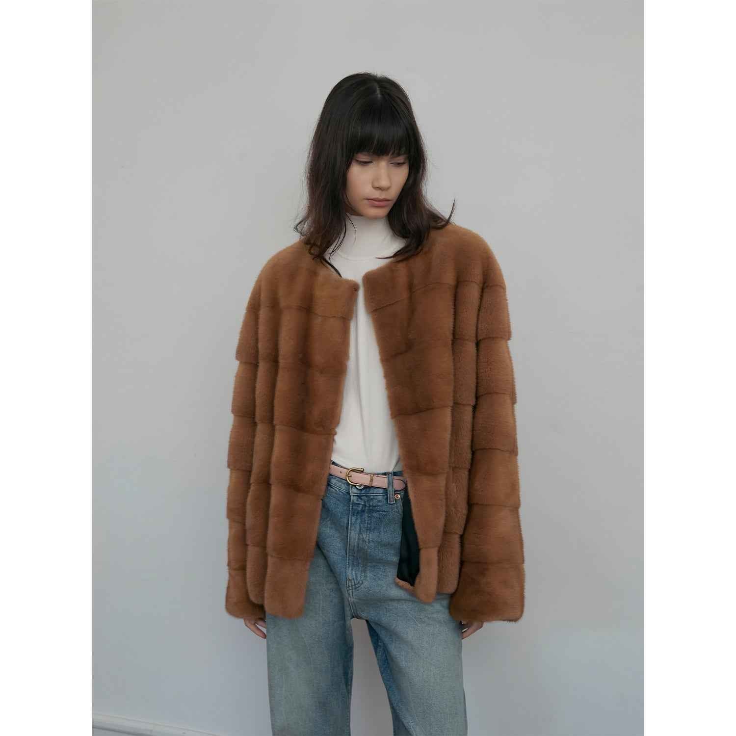 Vintage Clock Velvet Mink Fur Coat Winter - variant_title