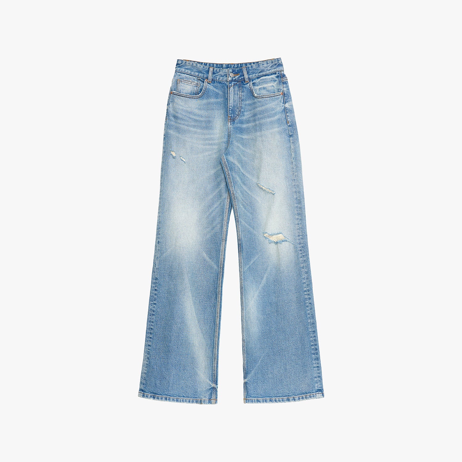 "West City Rhythm" Handmade Whisker Washed Flared Jeans Spring - variant_title