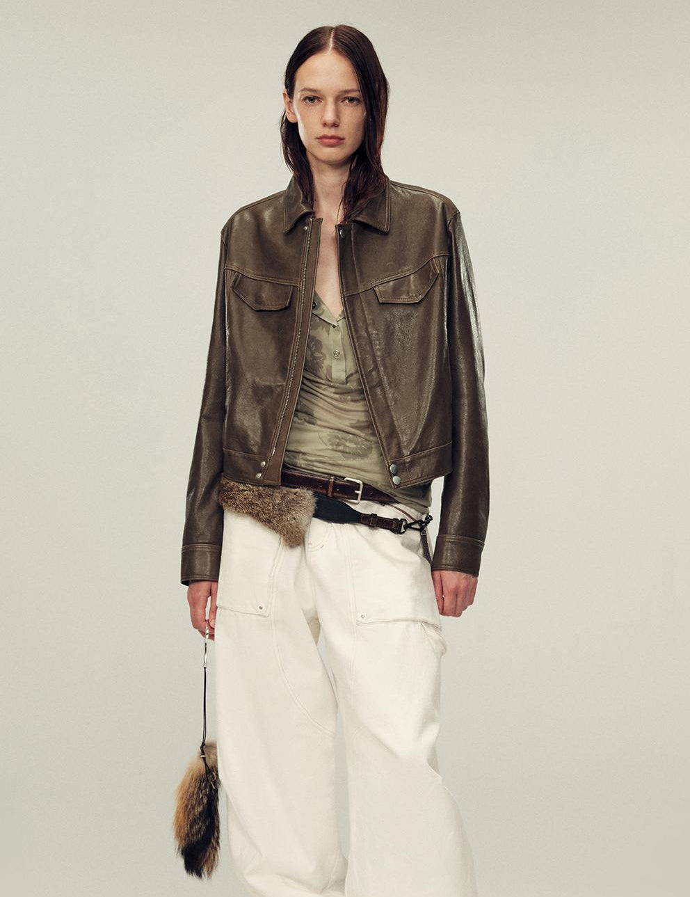 Women's imported first - layer suede sheepskin short autumn leather jacket - variant_title